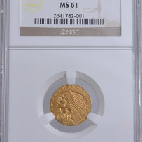 1911-D $2 1/2 Indian Quarter Eagle Gold Coin NGC MS61 *Key Date*